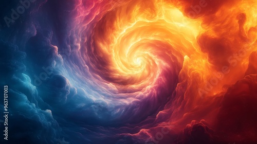 Fiery Cosmic Swirl Abstract Background