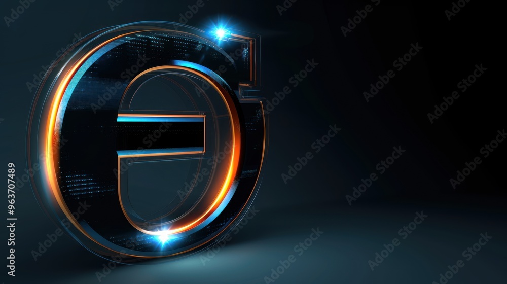 Modern F icon with illuminated edges and a digital touch Modern F icon with illuminated edges and a digital touch