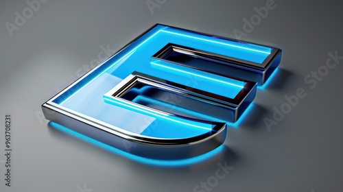 Sleek E emblem featuring a glowing neon outline and metallic finish