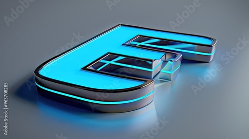 Sleek E emblem featuring a glowing neon outline and metallic finish