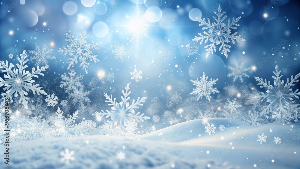 Naklejka premium delicate snowflakes in negative space dance across a frosty winter wonderland background