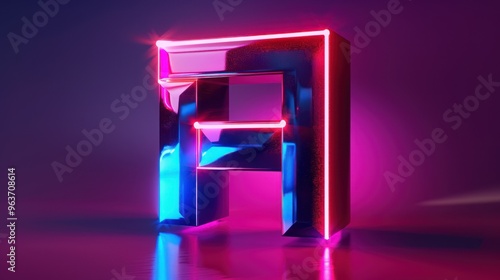 A neon sign with a blue and red letter A
