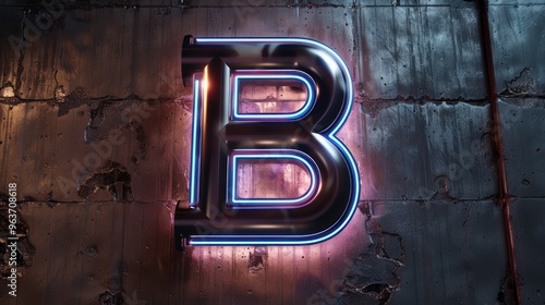 Sleek B emblem featuring a glowing neon effect and metallic finish