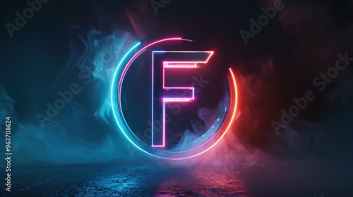 Sleek F emblem with a glowing neon effect and metallic sheen