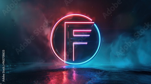 Sleek F emblem with a glowing neon effect and metallic sheen