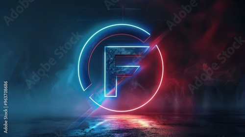 Sleek F emblem with a glowing neon effect and metallic sheen