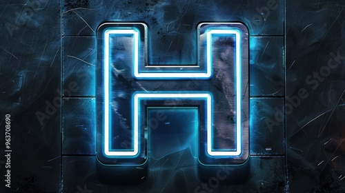 Sleek H emblem featuring a glowing neon outline and metallic sheen