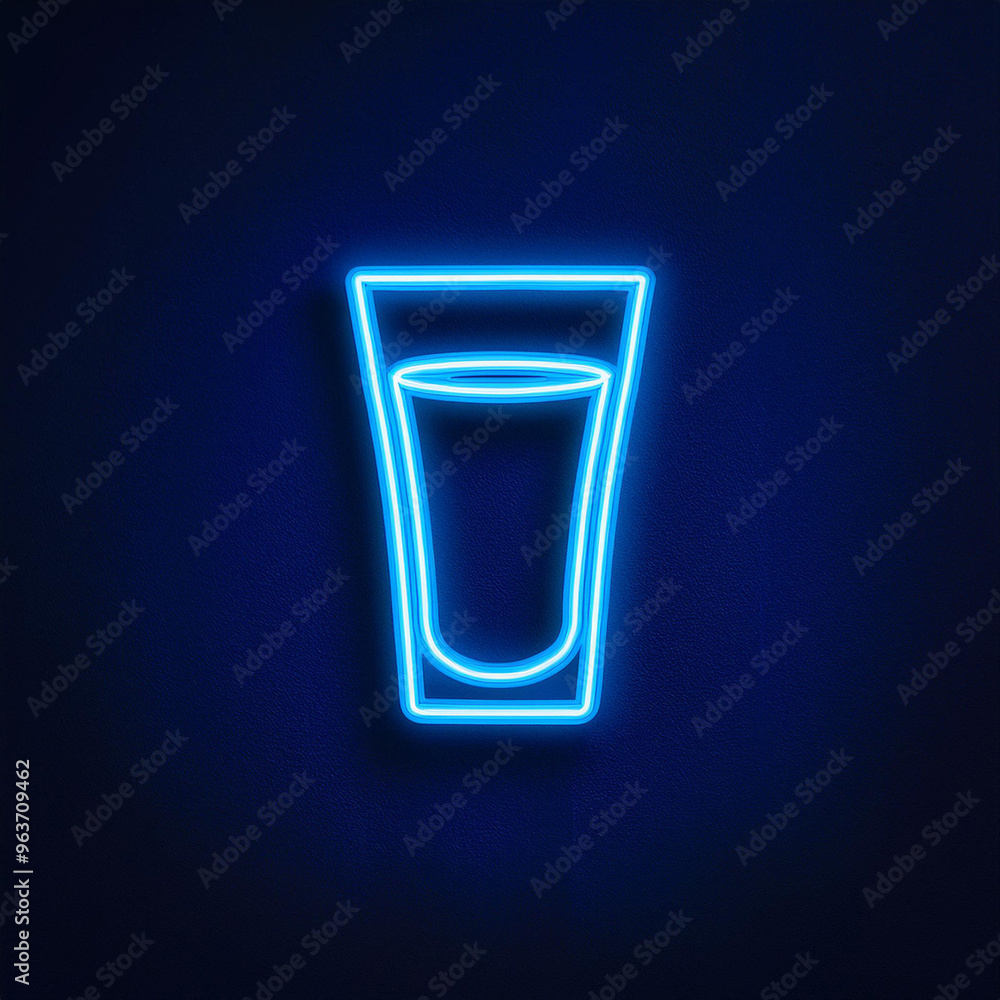 Neon sign with a glass on a dark background Neon sign with a glass on a dark background
