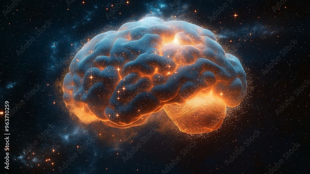 Cosmic Brain Glowing In Space Cosmic Brain Glowing In Space