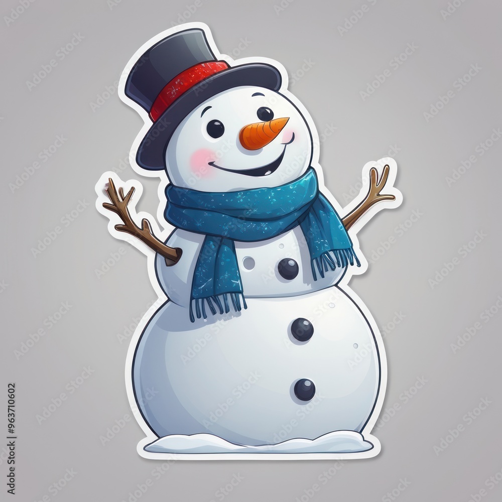 snowman with scarf and hat sticker snowman with scarf and hat sticker