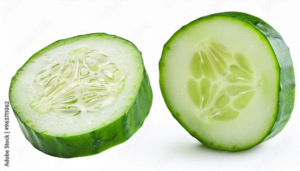 Falling cucumber slice isolated on white background, full depth of field
Falling cucumber slice isolated on white background, full depth of field
