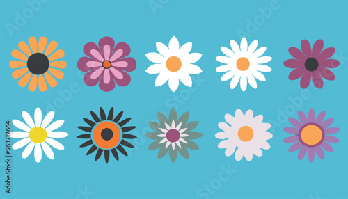 Collection set of flowers. Vector colorful hand-drawn flowers background. style for banners, wallpaper, posters, websites,online shopping.Vector illustration design.