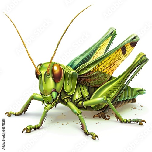 Grasshopper Lightning element animal cartoon isolated whitebackground 16:9