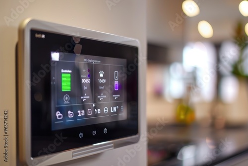 Smart Home Digital Control Panel Managing Real-Time Energy Use and Climate Control Settings