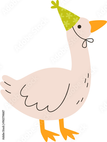 Birthday Goose With Hat Cone