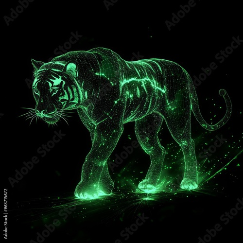 Luminous Tiger Silhouette: 8K Unreal Engine 5.1 Masterpiece photo