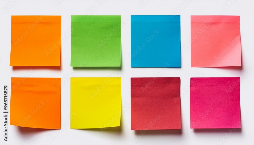 set of colorful sticky note on isolate white background set of colorful sticky note on isolate white background