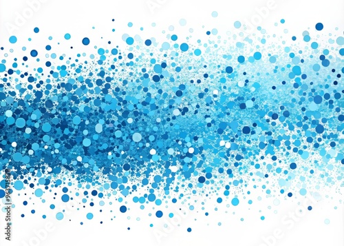 A splash of bright blue dots scattered unevenly against a crisp white background, with a subtle gradient effect to give a sense of depth. photo