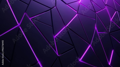 An abstract geometric 3D dark purple metallic background featuring triangles and gradient effects photo