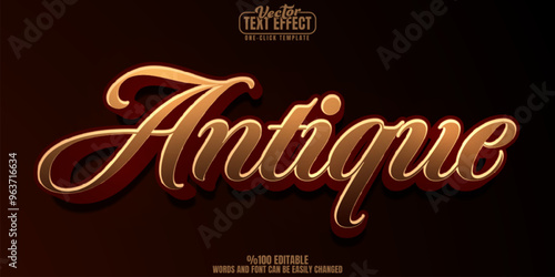 Antique editable text effect, customizable vintage and old 3d font style