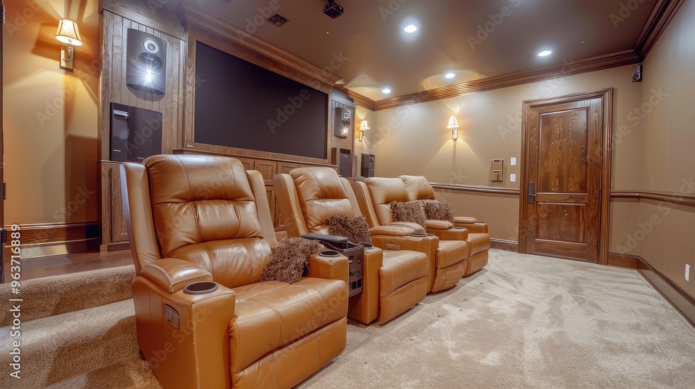 Luxury Home Theater with Leather Recliners and Large Screen Luxury Home Theater with Leather Recliners and Large Screen