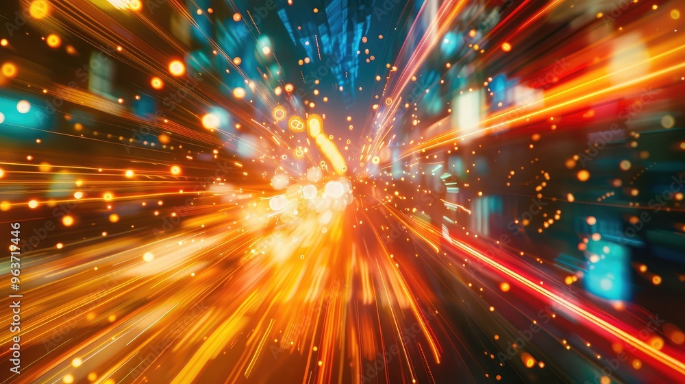 Dynamic Light Streaks and Vibrant Urban Speed Effect