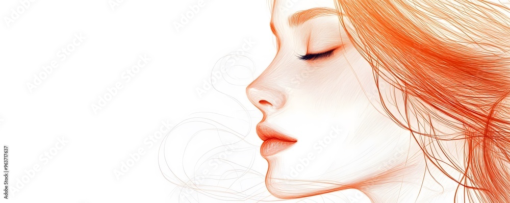 Profile Portrait of a Woman with Eyes Closed and Red Hair Profile Portrait of a Woman with Eyes Closed and Red Hair