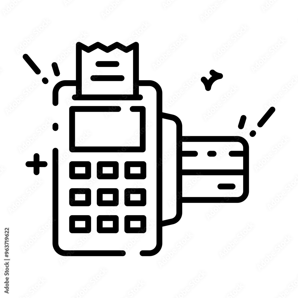 Card reader for transactions. Keypad for input. Screen for display. Receipt for proof. Ideal for finance, payment, technology concepts. Card reader for transactions. Keypad for input. Screen for display. Receipt for proof. Ideal for finance, payment, technology concepts.
