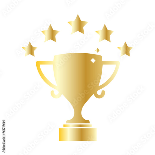 gold trophy cup with ribbon