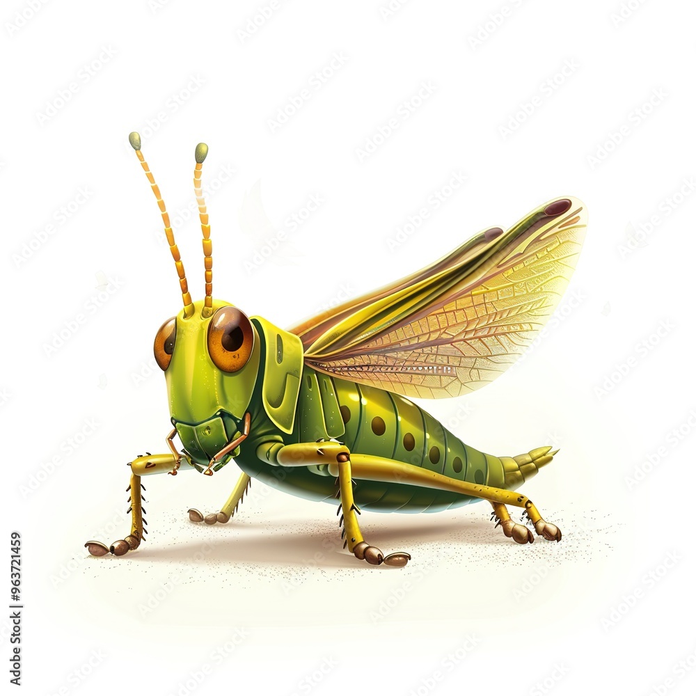Fototapeta premium Grasshopper spy fantasy animal cartoon isolated whitebackground 16:9