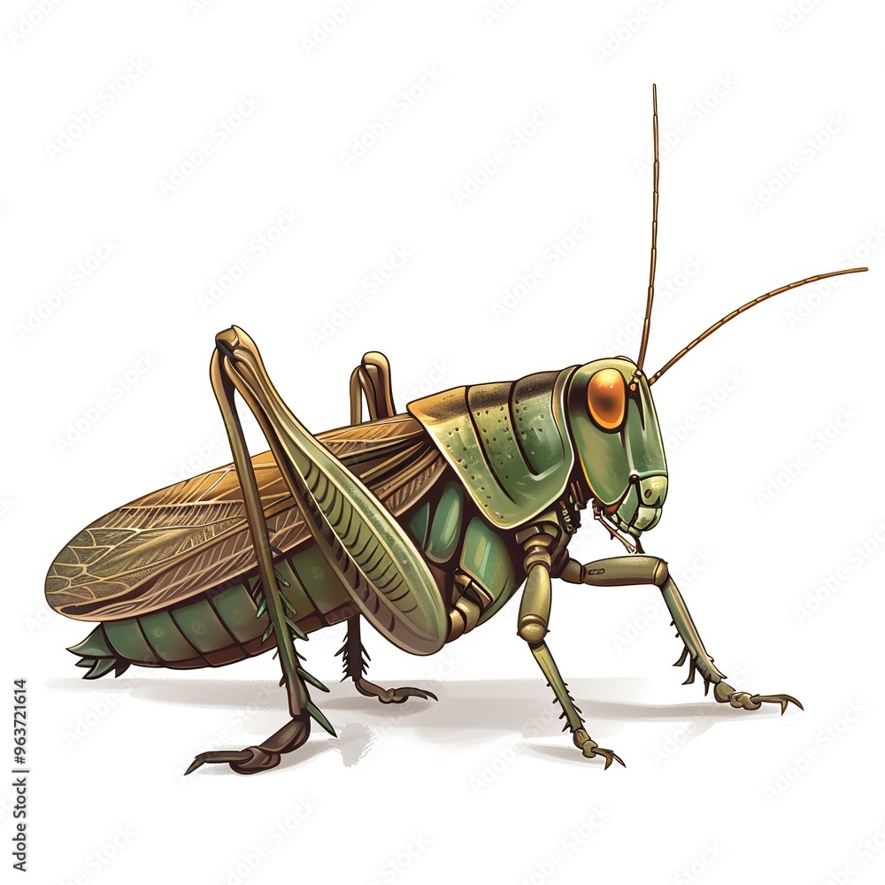 Fototapeta premium Grasshopper violent fantasy animal cartoon isolated whitebackground