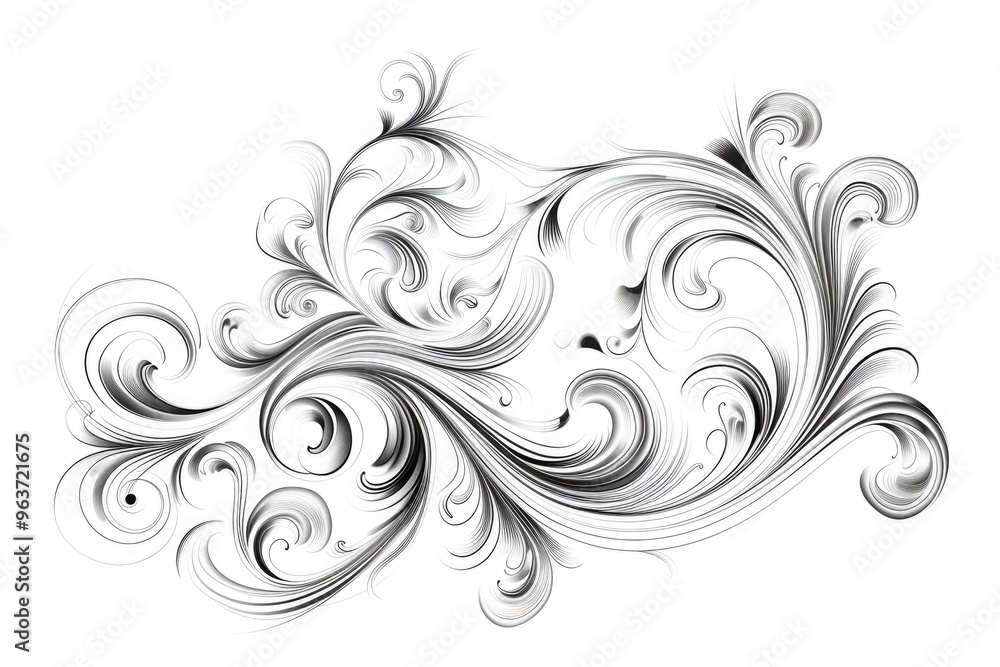 A simple yet striking black and white design featuring interconnected spirals A simple yet striking black and white design featuring interconnected spirals