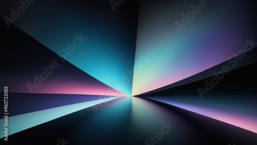 A vibrant abstract design with gradients and lines converging towards a central point.