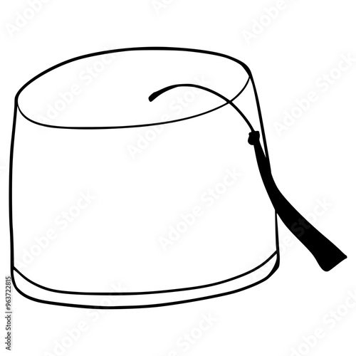 fez hat illustration hand drawn outline vector