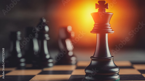 Black Chess King Leading the Game - Strategy, Leadership, Success Concept