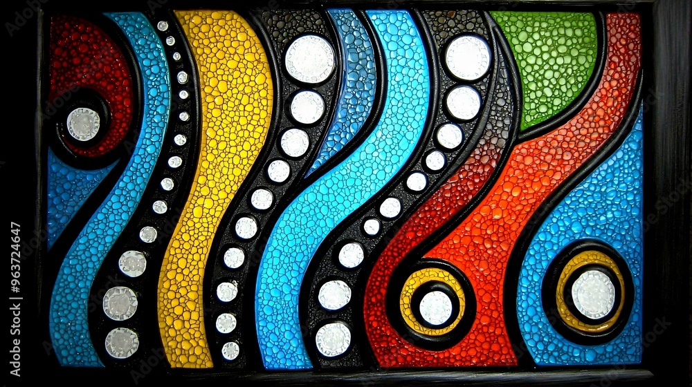 Abstract Colorful Mosaic Art with Wavy Shapes Abstract Colorful Mosaic Art with Wavy Shapes