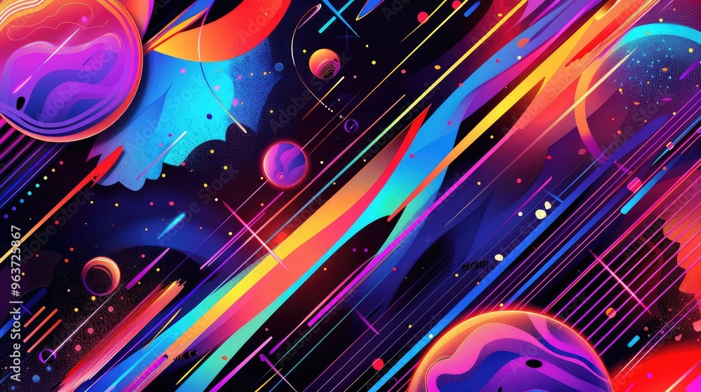Fototapeta premium Vibrant Abstract Space Art with Neon Colors