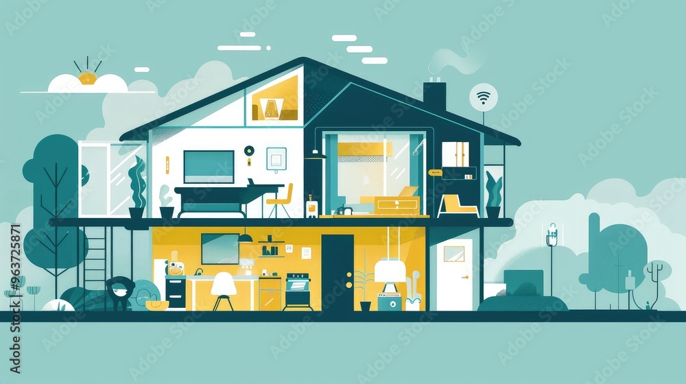 Modern Smart Home Interior with Stylish Design Modern Smart Home Interior with Stylish Design