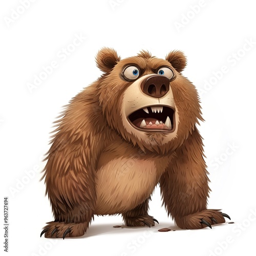 Grizzlybear spy fantasy animal cartoon isolated whitebackground 16:9