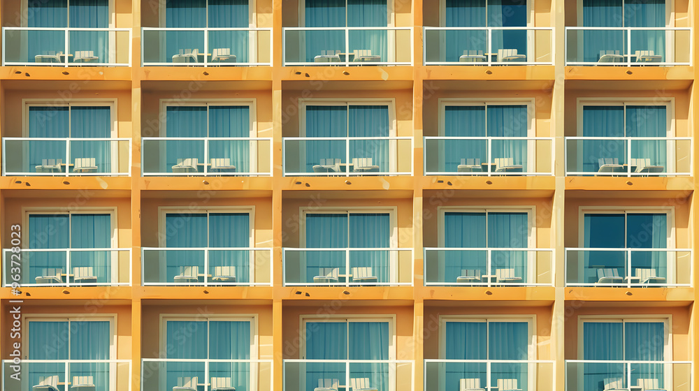 Rows of identical square windows on the side of a tall building, creating a grid pattern.