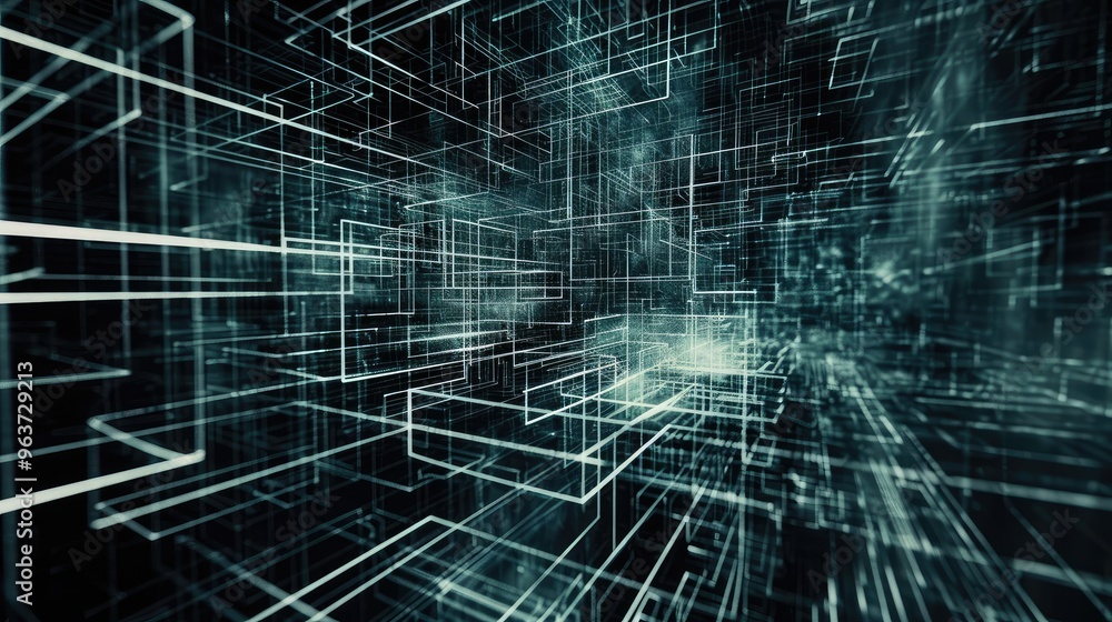 Futuristic Digital Abstract Geometric Cyber Space Futuristic Digital Abstract Geometric Cyber Space