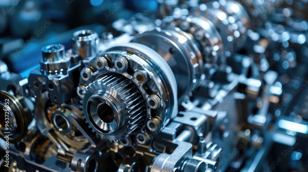 Fototapeta premium Close-up of Industrial Precision Gear System
