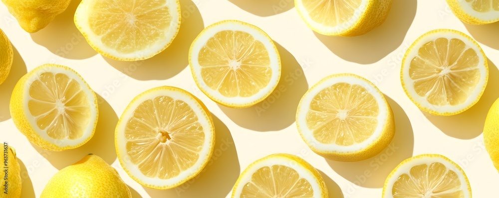 Sliced Lemons on a Light Yellow Background Sliced Lemons on a Light Yellow Background
