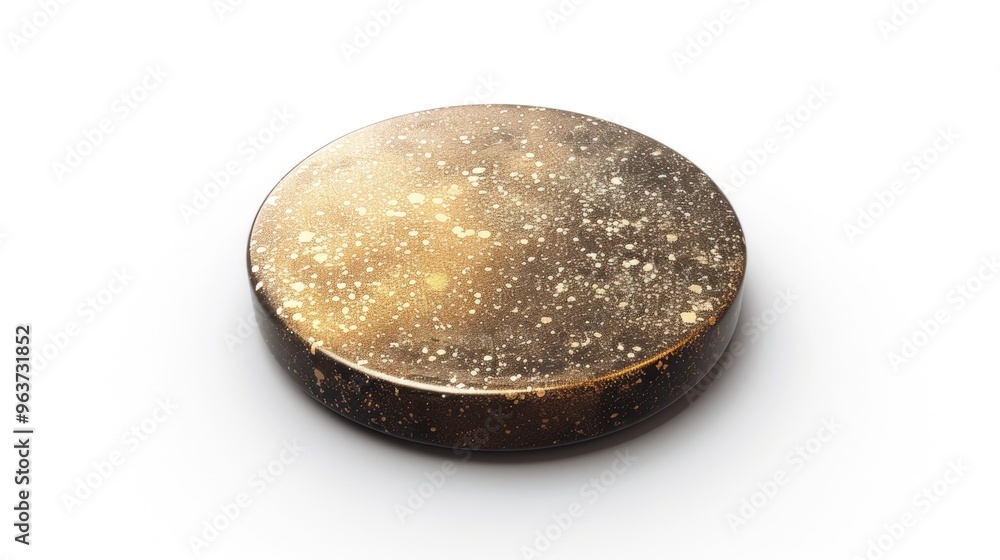 A gold and black object sitting on a white surface A gold and black object sitting on a white surface
