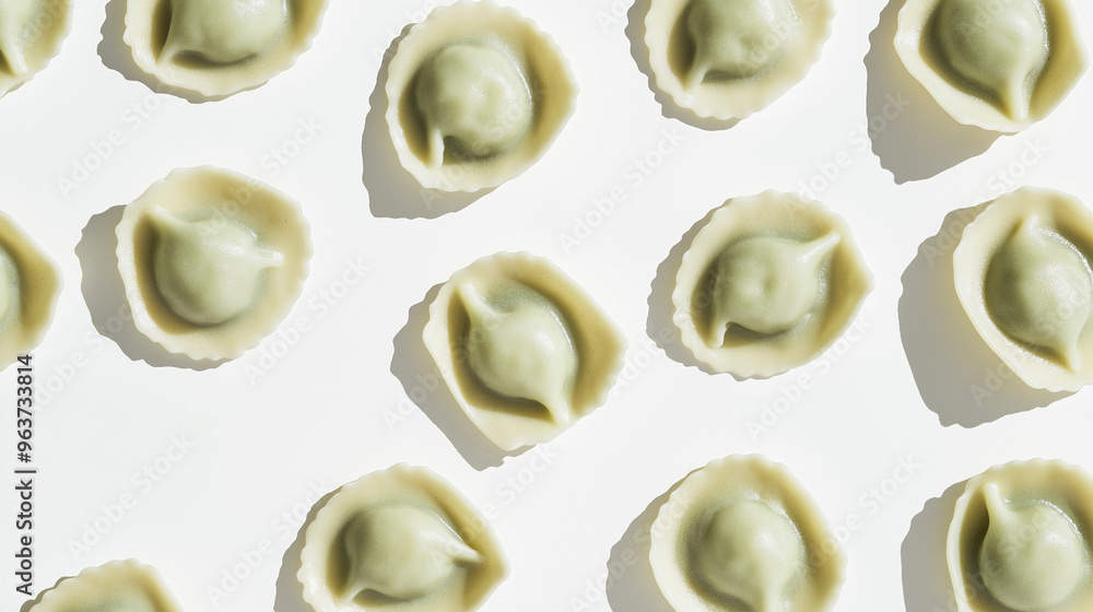 ravioli with spinach and ricotta filling with a light butter sage sauce against an isolated white background ravioli with spinach and ricotta filling with a light butter sage sauce against an isolated white background