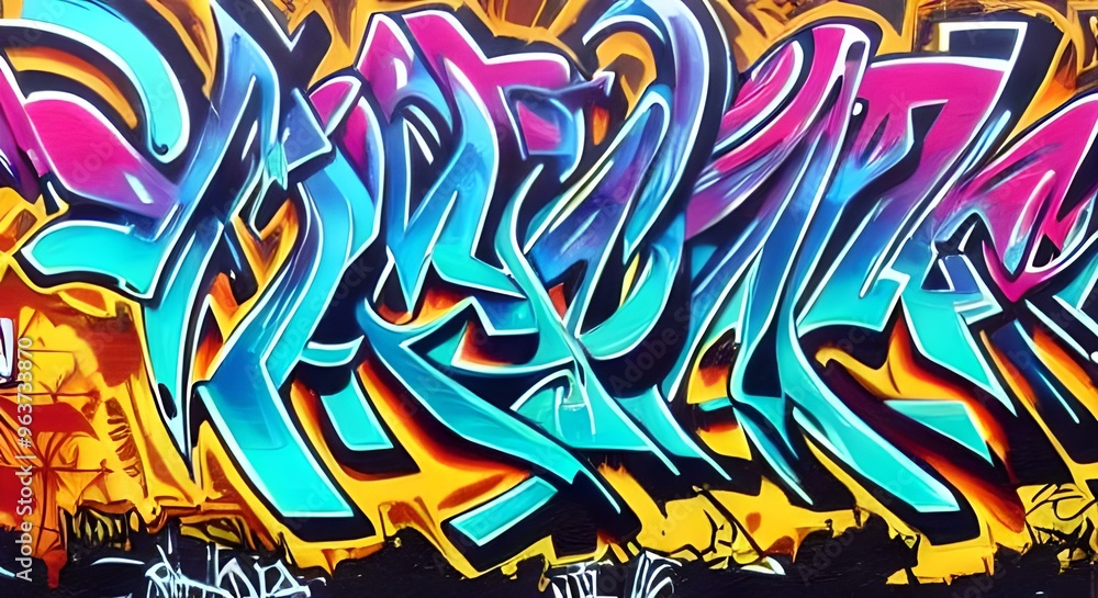 Fototapeta premium Vibrant Abstract Graffiti Art with Bold Shapes and Bright Colors | 298