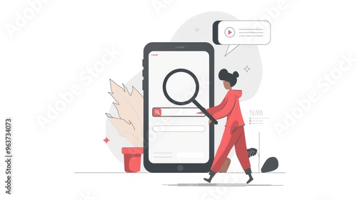 Woman Exploring Search Engine on Smartphone