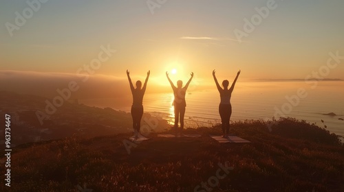 Sunrise Yoga on Mountain: Serene Ocean View and Meditative Poses