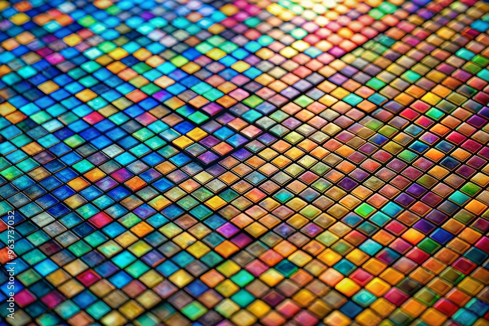 Mosaic of tiny colorful squares in a grid, with a subtle gradient effect in the background to add depth and visual interest Mosaic of tiny colorful squares in a grid, with a subtle gradient effect in the background to add depth and visual interest