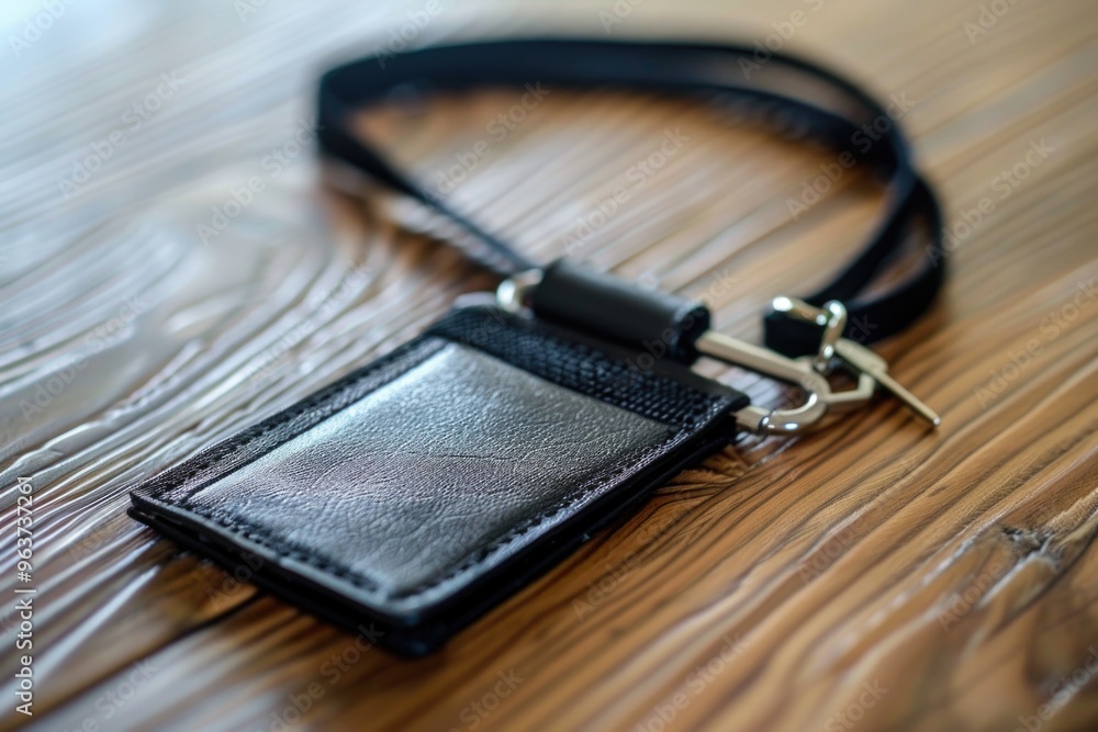 A wallet with a lanyard attached, ideal for identification or personal accessories A wallet with a lanyard attached, ideal for identification or personal accessories